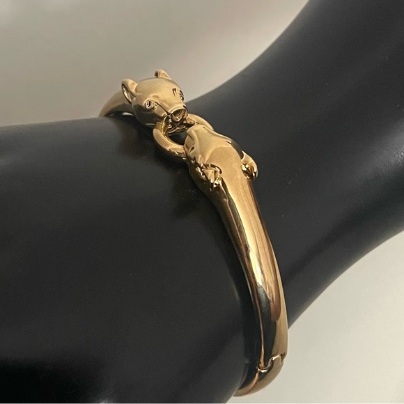 Jewelry - NEW Gold Panther Cat Head Bangle Bracelet